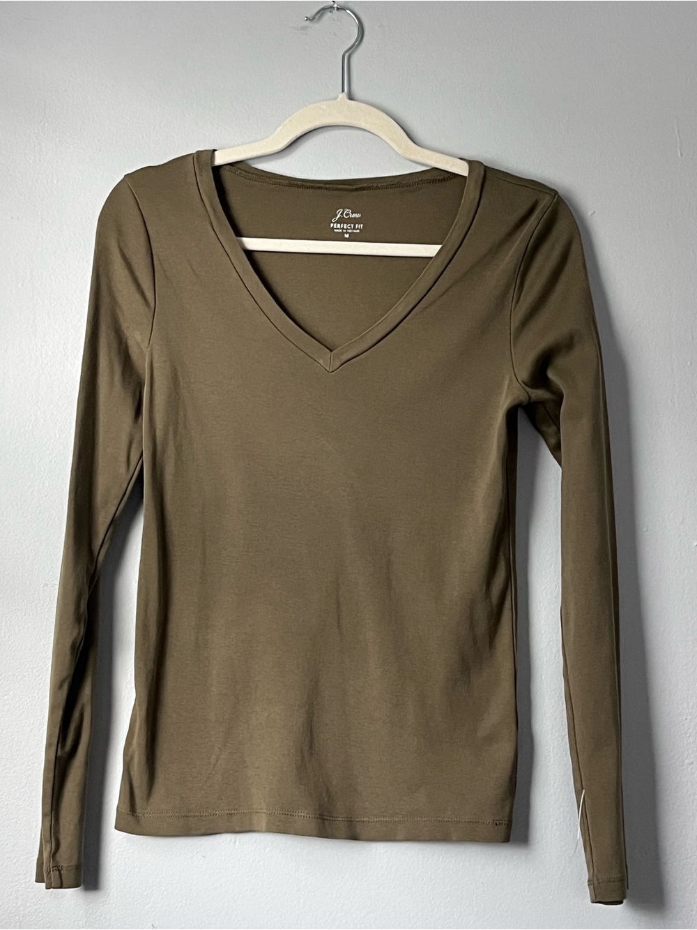 J. Crew Olive V-Neck Perfect-fit Tshirt